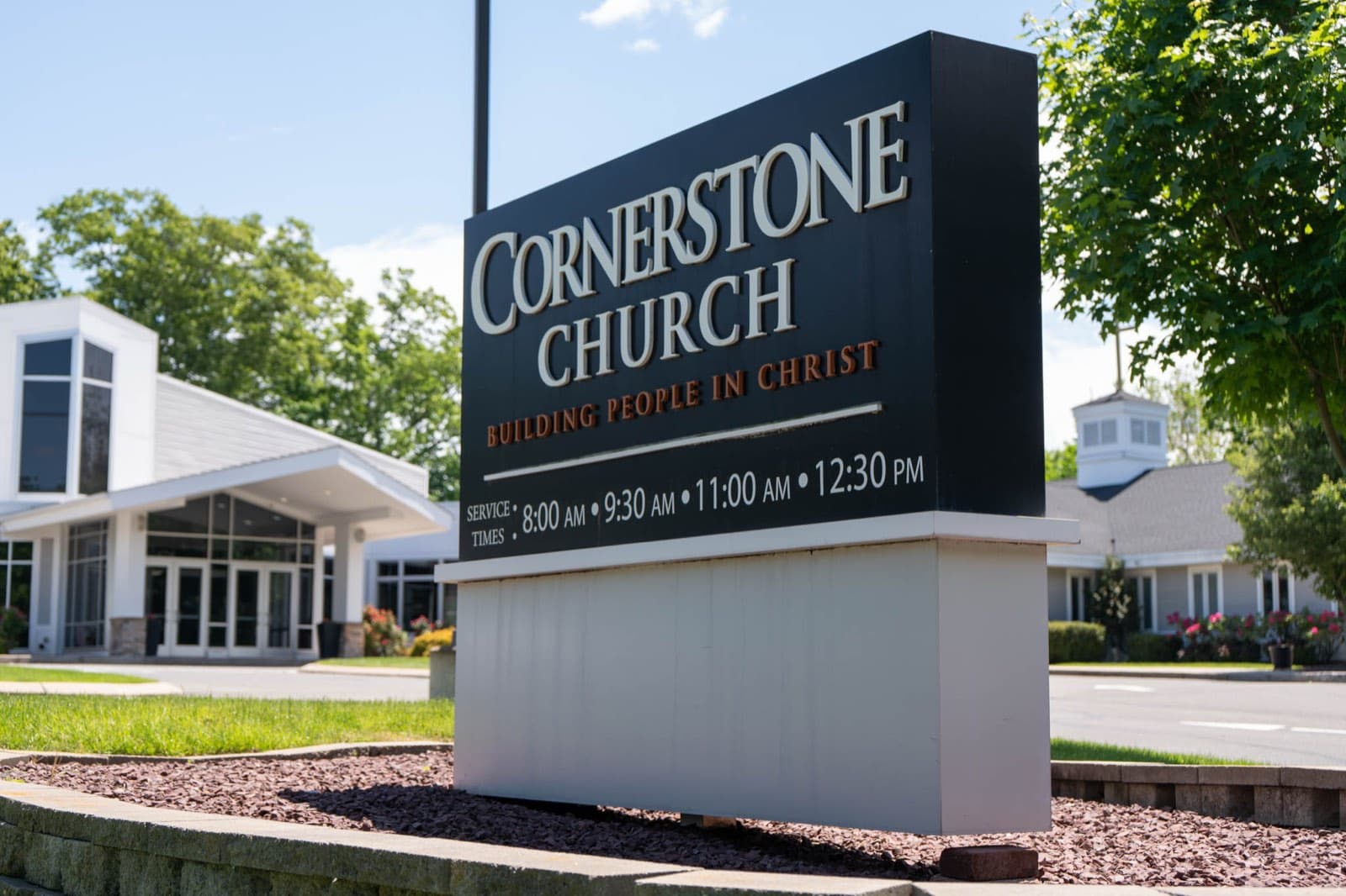 Cornerstone Church sign on Waterbury Road